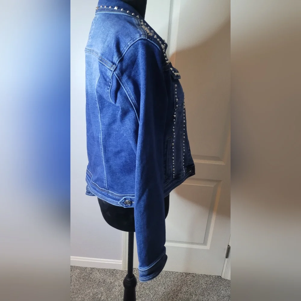 NINA ROSSI Studded Blue Denim‎ Jacket. Sz M. NWT